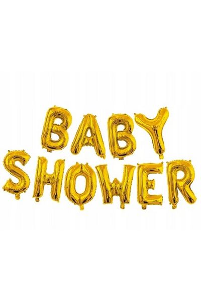 Flippy Baloane Decorative Baby Shower Litere de 40 cm, Baloane Party, Pai, Ata si Adeziv Incluse, Auriu