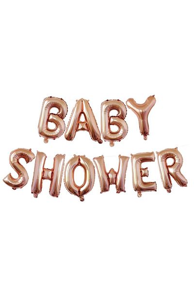 Flippy Baloane Decorative Baby Shower Litere de 40 cm, Baloane Party, Pai, Ata si Adeziv Incluse, Rose Gold