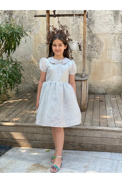 HÇ Hülya Çelik KİDSWEAR 2018 Girl's Skirt Fluffy Birthday Eid Evening Dress Silver Color Dress