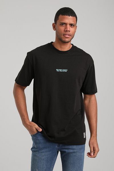 NEW WORLD POLO Crew Neck Black Oversize T-Shirt 24Ssm20297