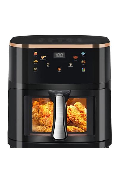 Depox Friteuză cu aer cald de 10 l, fereastră vizuală și ecran tactil inteligent, 2400 W