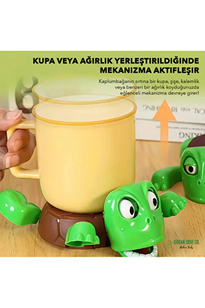 UrbanCove Co Hareketli Kaplumbağa Bardak Altlığı, Masa Dekoru – Eğlenceli 3D Baskı, Yeşil Renk