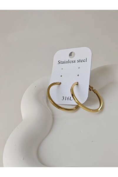 bej jewelry Mini Boy Gold Halka Çelik Küpe