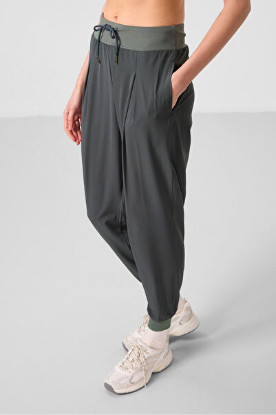 TOMMY LIFE Haki Cepli Standart Kalıp Kadın Yoga Pantolon - 94677