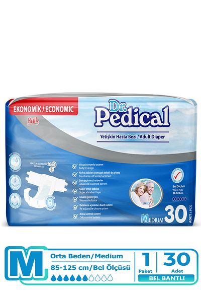 Dr.Pedical Dr Pedical Patient Diapers with Waistband Medium 30 Pack