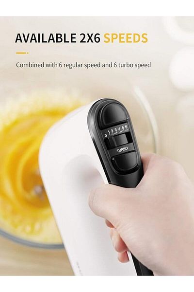 SHARDOR 400W Electric Hand Mixer, 6 Speeds with Turbo Button, Snap-On Storage Case.