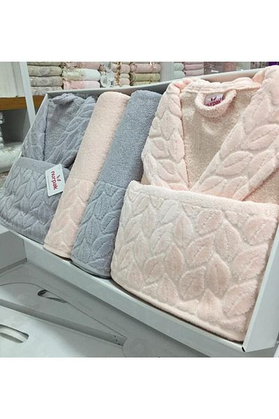 Nurpak Σετ οικογενειακό μπουρνούζι Hazal Cotton 8 Piece
