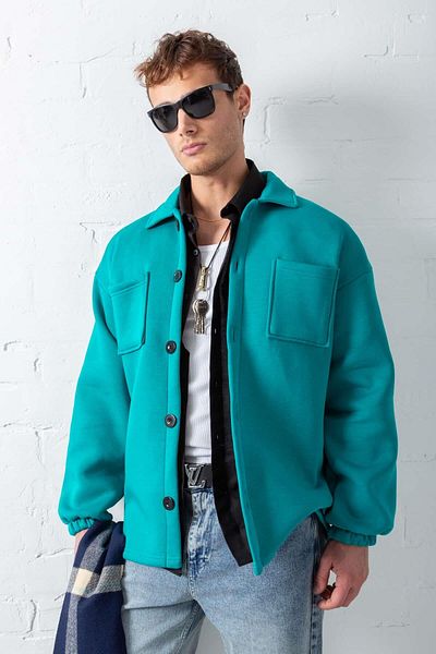 ablukaonline Ανδρικό Oversize Basic Άνετο Μπουφάν Water Green