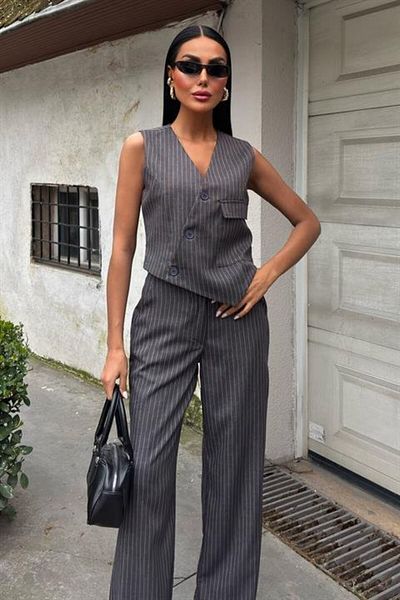 Miracle Omni Vest Cross Detail Buttoned Pocket Vest Suit 10150