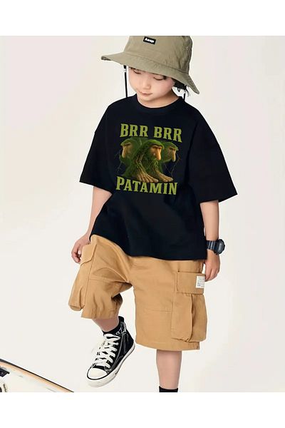 Touz Moda Tung Tung Tung Sahur Printed Kids Black Unisex T-Shirt