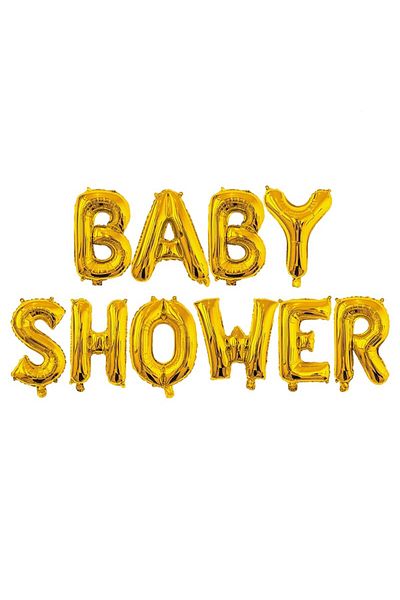 Flippy Baloane Decorative Baby Shower Litere de 40 cm, Baloane Party, Pai, Ata si Adeziv Incluse, Auriu