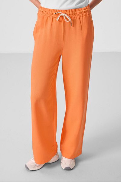 TOMMY LIFE Orange Linen Wide Leg Comfortable Form Women's Palazzo Trousers - 94675