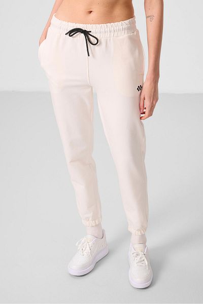 TOMMY LIFE Ecru Stand Collar με φερμουάρ Άνετη γυναικεία φόρμα φόρμας - 95345
