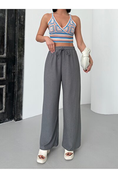 MOY TEKSTİL ΓΥΝΑΙΚΕΙΟ Παντελόνι Palazzo με ελαστική μέση