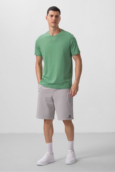 TOMMY LIFE Ανδρικό κοντομάνικο μπλουζάκι Basic Pastel Green - O λαιμόκοψη - 87911