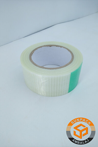 sunpack ambalaj Lifli Bant 50mm X 50m Enine-Boyuna (1 Adet) - Takviyeli, Yüksek Mukavemetli Sabitleme Bandı