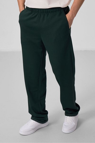TOMMY LIFE Ανδρικό παντελόνι Palazzo με άνετη φόρμα Pine Green Surface - 82164