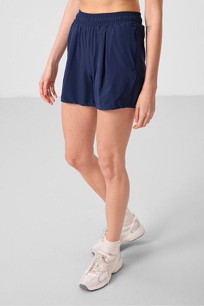 TOMMY LIFE Pantaloni scurți pentru femei, cu buzunar ascuns, din poliester indigo, cu fermoar - 91014