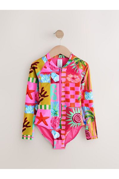 Next Baby Sun Proof Upf50 One Piece Multi Color Animal Print Swimsuit Set Alyab7019