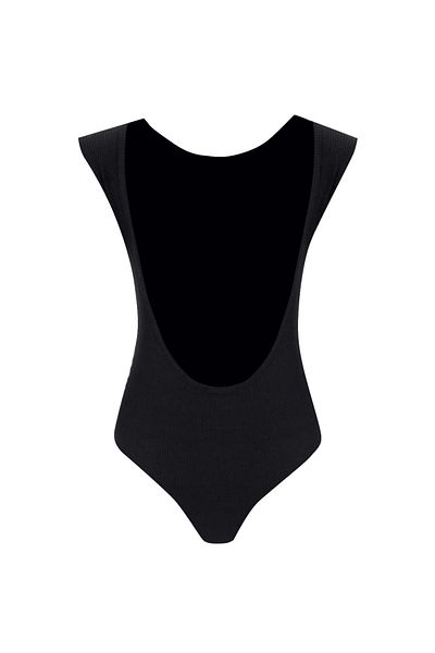 La Sarta Camolă fără mâneci decoltată la spate Body negru cu închidere cu capse