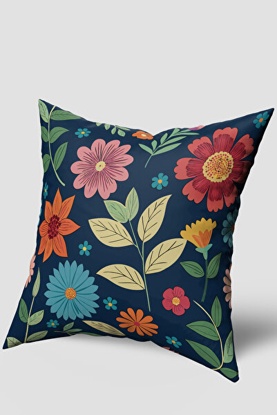 EsnafAli Κάλυμμα μαξιλαριού με μοντέρνο λουλουδάτο μοτίβο Navy Blue Green
