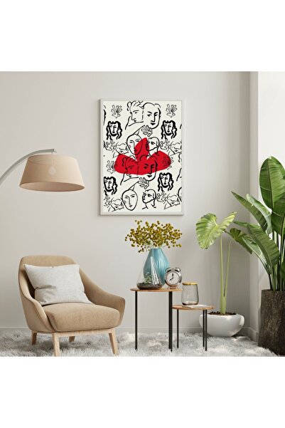 PRYDESIGN Set de 3 tablouri de perete cu mulțime roșie și neagră Pry Design c...