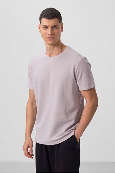 TOMMY LIFE Stone Surface Textured Comfortable Form Basic Men's T-Shirt - 88436