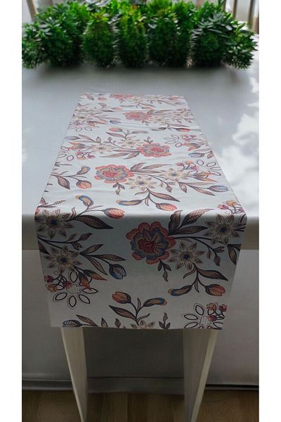 Mavi Masal Embroidery Look Floral Patterned Runner Cover Kitchen Tableware Dining 36X110 cm