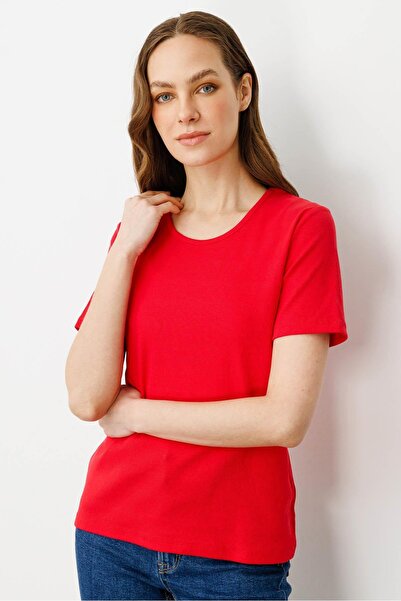 Desen Triko Ženska majica sa okruglim izrezom i kratkim rukavima Pamuk Rebras...