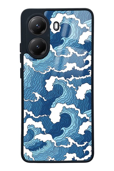 Spoyi حافظة هاتف لامعة بتصميم موجة زرقاء لهاتف Xiaomi Poco X7 Pro