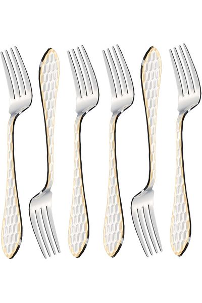 ALSAIF K2230501/df Stainless Steel Dining Forks 6-piece Set, Silver/gold