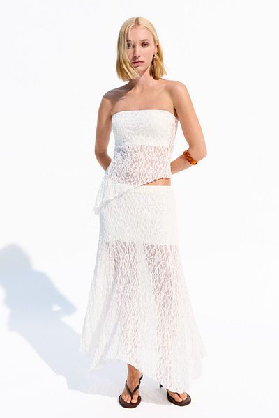 Bershka Blonde lace midi skirt