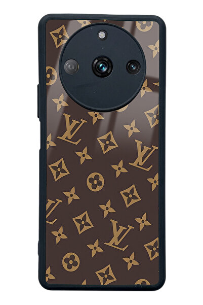 Spoyi Oppo Realme 11 Pro Kahverengi LV Tasarımlı Glossy Telefon Kılıfı