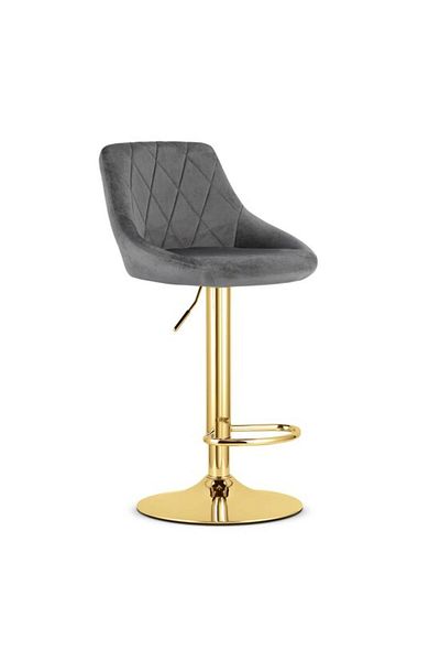 ARTOOLS Scaun de bucătărie/bar, Artool, Kast, pivotant, catifea, gri și auriu, 45,5x49x85-105 cm