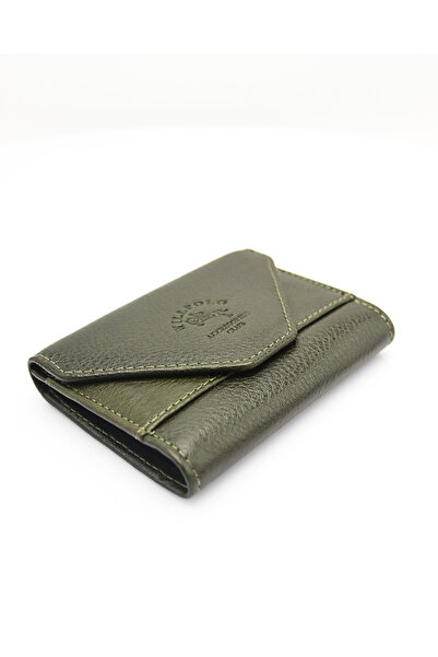 willpolo Genuine Leather Cover 12 Compartments Green Accordion Card Holder Envelope Model Credit Card Holder