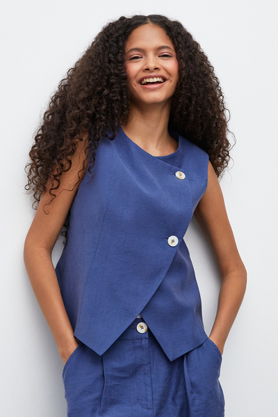 urban focus Crew Neck Double Breasted Vest