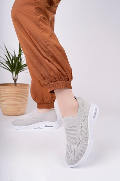 Moda Kadıköy Women's Gray Light Sole Anatomic Tricot Sneaker Shoes