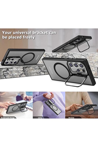 m.tk moveteck Samsung Galaxy S25 Ultra Case with Stand Matte Magsafe Sensitive Button Metal Key Camera Lens Gift