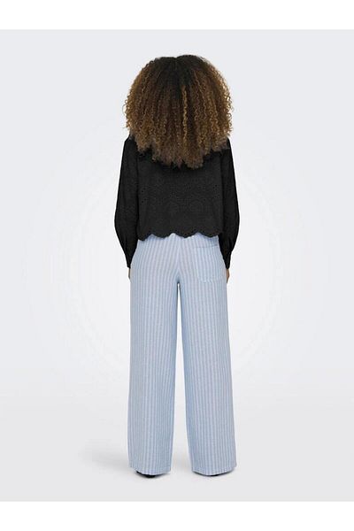 ONLY Women's Long Sleeve Cotton Shirt – Black, Loose Fit, Scallop Detail