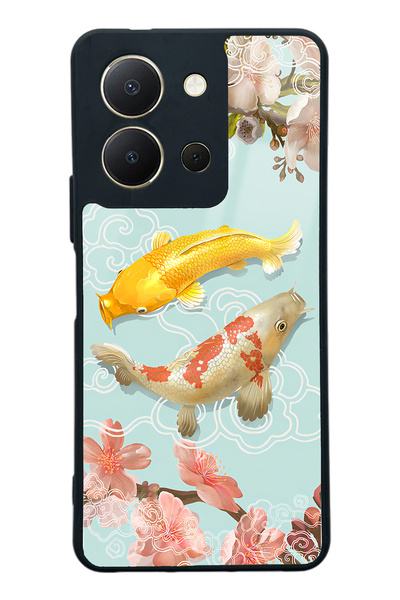 Spoyi غلاف هاتف لامع بتصميم كoi Fish لهاتف Vivo Y36