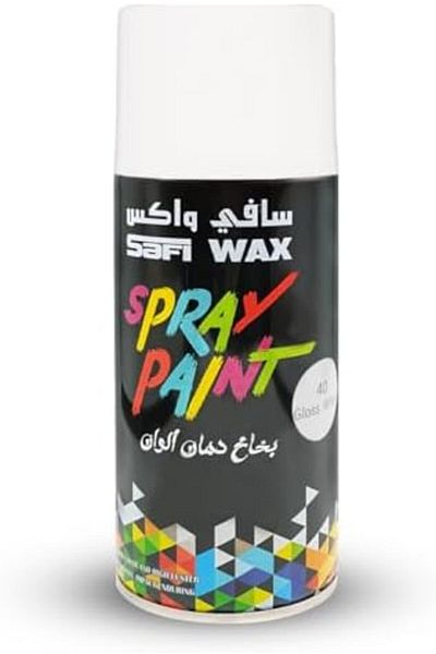 SAFI WAX Spray Paint Gloss White for Wall Wood Metal Glass Canvas Quick Dry Gloss Finish - 400ml