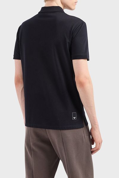Emporio Armani Men's Polo Neck Regular Fit Pure Cotton Short Sleeve Navy Blue Polo Neck T-Shirt Em 001146   Af13742-Ub11