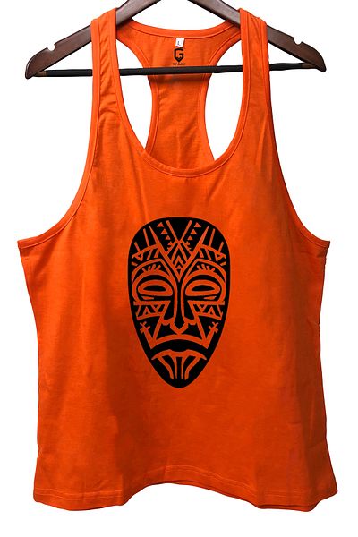 TOP GLORY Mask Orange Gym Fitness Tank Top Sportsman Singlet