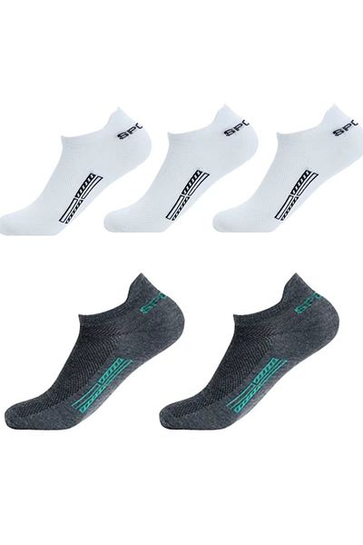 delis Set of 5 pairs of socks for men, White/Grey, universal size 40-45