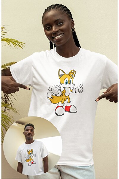 CNGZSHOP تي شيرت مطبوع عليه Miles Tails Prower للجنسين، تي شيرت كبير الحجم بطابع كرتوني سونيك