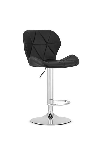 ARTOOLS Scaun de bucătărie/bar, Artool, West, pivotant, piele ecologică, negru și argintiu, 46x48,5x90-111 cm