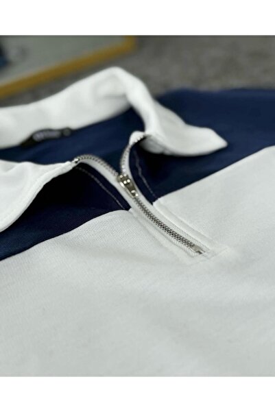 woonkey Unisex Black Oversize Thick Striped Polo Collar New Season 2-Piece Set