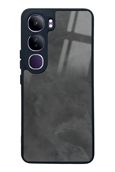 Spoyi Vivo V40 Lite Gri Mermer Tasarımlı Glossy Telefon Kılıfı
