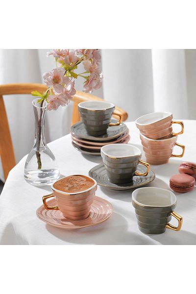 Schafer Glossy 6-Person Coffee Cup Set 12 Pieces-Asorti04