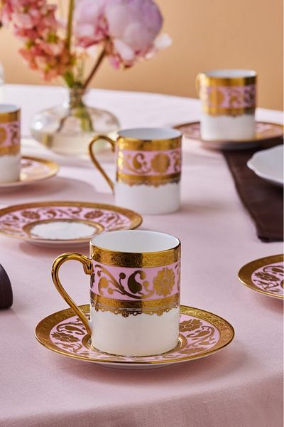 Karaca Karca Gülfem 6-Person Coffee Cup Set Pink 90 ml